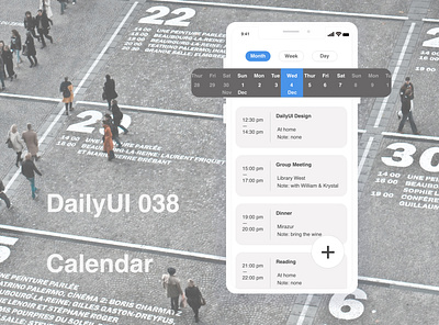 DailyUI038 Calendar calendar daily 100 challenge dailyui dailyui038 dailyui38 events mobile mobile app mobile design