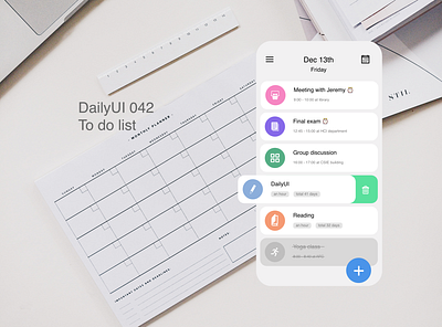 DailyUI 042 To Do List daily 100 challenge dailyui042 dailyui42 dailyuichallenge mobile mobile app mobile design todolist
