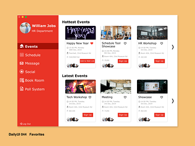 DailyUI 044 Favorites daily 100 challenge dailyui044 dailyui44 dailyuichallenge event app events schedule app webapp design webdesign