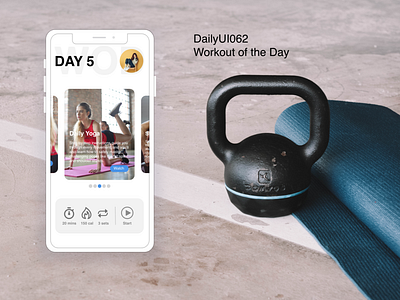 Dailyui062 Workout of the Day daily 100 challenge dailyui062 dailyui62 design mobile app wod workout app workout of the day