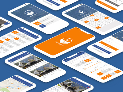 Property Rent / Sale App 2020 app blue branding broker digital house new orange owner property property management rent room rent sale tenant trends ui uiux