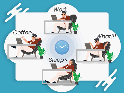Quarantine Days coffee employee illustration it employee life lifestyle office routine sleep wfh wfh routine wfo what work work from home