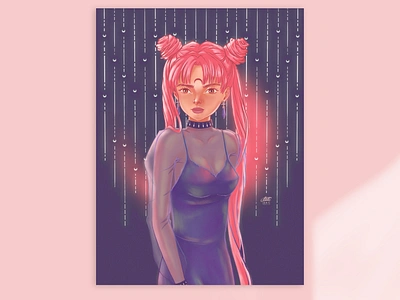 Chibiusa Black Lady black lady digital illustration girl illustration illustration illustration art portrait procreate procreate art sailormoon sailormoonredraw