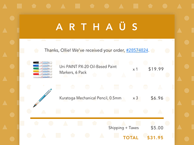 Daily UI #017 – Email Receipt 017 commerce daily daily ui email geometric pattern purchase receipt ui