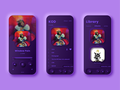 Music App app design minimalist music music app music player neumorph neumorphic neumorphism purple