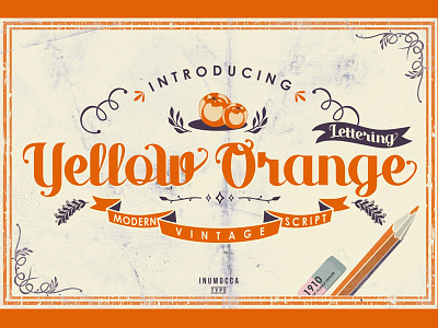Yellow Orange alternates beauty lettering curly elegant hand draw invitation badges opentype font wedding badge yellow orange lettering