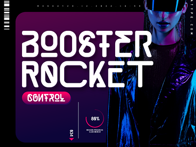 Boostert Rocket design digital font futuristic inumocca logo magazine mecha poster space synthwave typeface typography