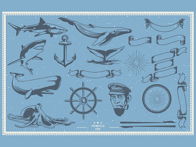 10 Ocean Vintage Badges Vector Stock anchors logos ocean octopus sailor man sea shark under water vintage badges vintage banner vintage ocean whale