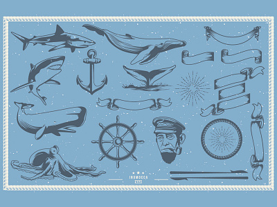 10 Ocean Vintage Badges Vector Stock