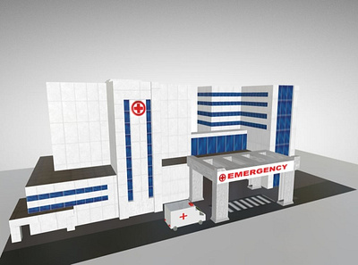 Hospital 3d model 3d modeling 3d view ambulance doctor game design healthcare hospital low poly 3d texure