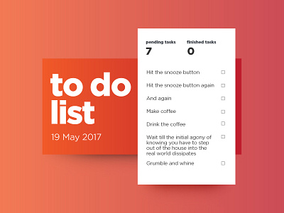 To Do List checklist gotham gradient lato list minimalist orange routine shadow snooze ui ux