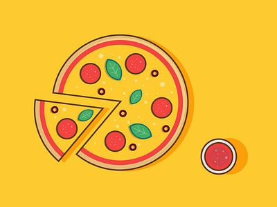 Quick Pizza Illustration 🍕 cheese design food illustration illustrator love pizza restaurant simple yellow