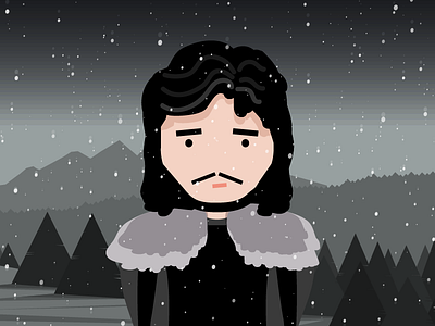 Jon Snow cartoon character design flat game of thrones graphic hero snow tv vector white
