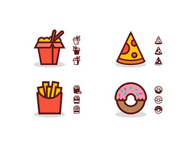 Fast Food Icons 🍜🍕🍟🍩 app. ux design fast flat food graphic icon illustration line ui vector web