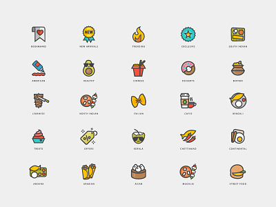 Food Icons app design flat food icon illustration pizza ui ux vector web