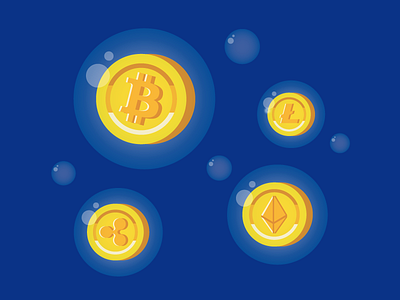 Bitcoin Bubble 🤑🤑🤑 app bitcoin branding bubble crash crypto cryptocurrency design flat icon illustration vector