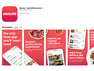 Zomato App Screenshots app design food icon logo state typography ui ux vector web zomato
