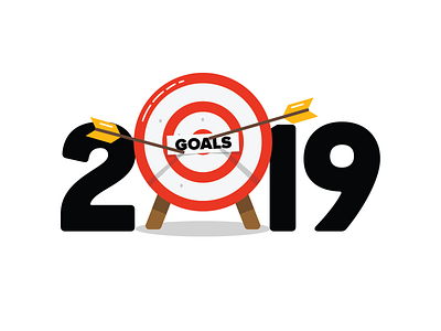 Happy new year! 2019 arrows branding design flat goal happy hny illustration new nye resolution target typogaphy vector year
