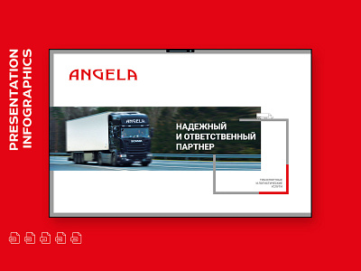 Development of business presentation for Angela logistics compan design icon typography web