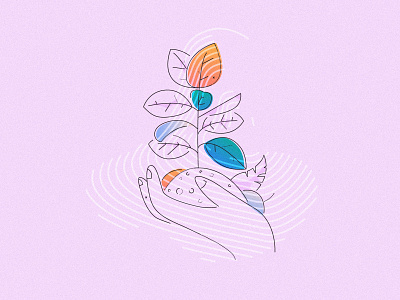 Nurture and sustain brand colour and lines floral flower fresh grow icons illustration james oconnell minimal thumbprint