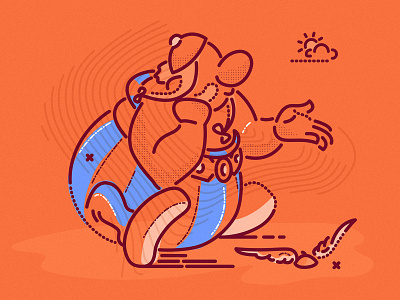 Obelix brand cartoon character colour and lines editorial french illustration lines minimal thumbprint ui