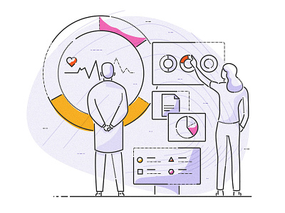 Diagnosis and stats character colourandlines covid healthcare illustration james oconnell medical medical design minimal pharma thumbprint