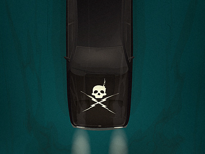 Deathproof drive film horror illustration kill light skull thunder vehicle