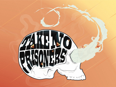 Take no prisoners horror illustration skull speed steam typography