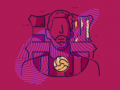 Messi the master barcelona bust character colour and lines football illustration lines messi minimal thumbprint