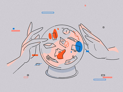 Fortune teller colour and lines editorial emails float fortune future hands hunter.io icon illustration minimal tech