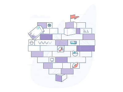 Bricks and mortar block bricks business colour and lines ecommerce fintech flag heart illustration minimal ui