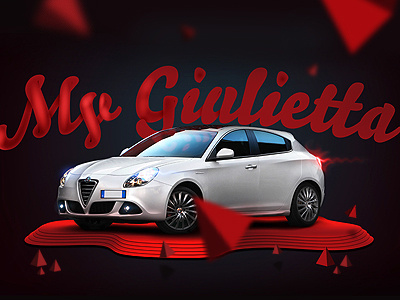 Guiletta car design float graphic gravity illustration italian lights prestige red reflection typography white
