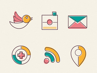 Social icons colour icon illustration lines overprint social trend