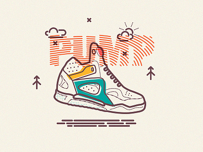 Inflation basketball colour icons illustration line overprint pump reebok sneaker trainer