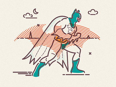 Flat as a Bat batman evil gotham hero icon illustration lines superhero win