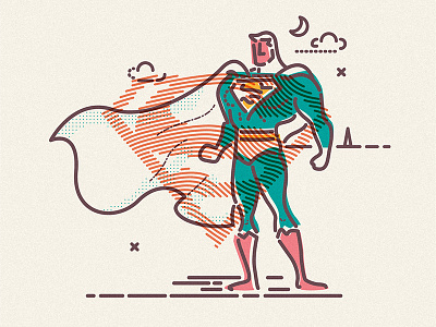 Kal-El cape evil hero icon illustration lines superhero superman win