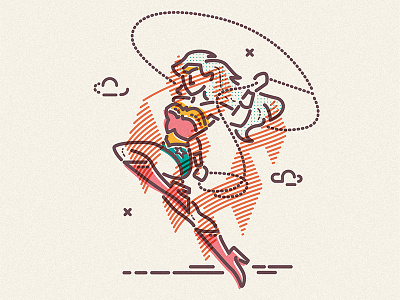 Wonder Woman flying icon illustration lasso lines rope superheroine win wonderwoman