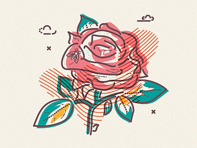 Roses are red flower fresh grow icon illustration lines rose