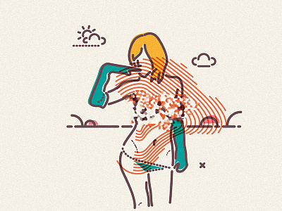Risqué beach bikini blonde free icon illustration lines skin woman