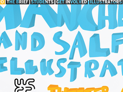 Exhibition site style *wip* blue charity illustration illustrative orange type typography web