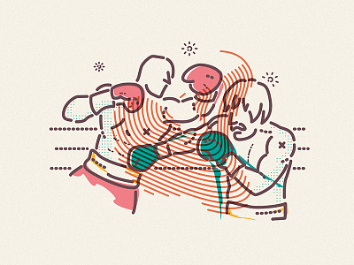 Fight night athlete boxing hero icon illustration lines mayweather pacquiao win