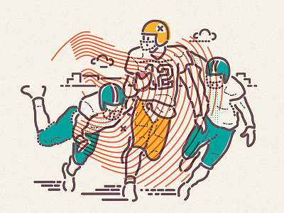 Mr Aaron Rodgers american football hero icon illustration lines nfl running tackle win