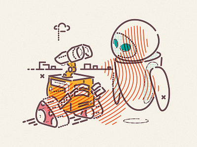 Walllllll • E animation character colour eve film icon illustration lines pixar wall e