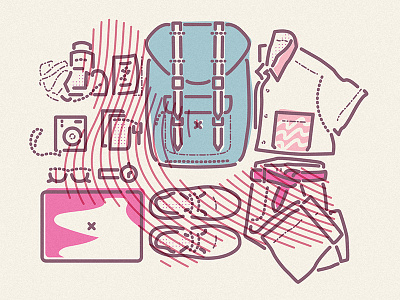 Clothing Grid bag camera colour icon illustration laptop lines nikon shirt