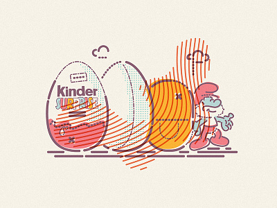 Kinder character chocolate cloud colour egg icon illustration lines thumbprint
