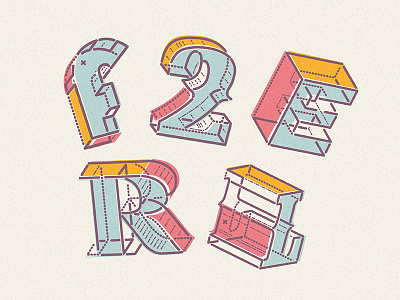 3D-elicious 3d icon illustration lettering lines numbers typography