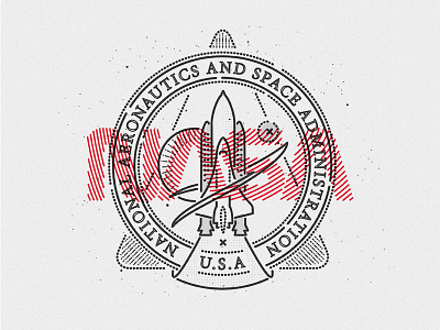 Nasa Badge badge colour explore icon illustration lettering lines nasa patch rocket space thumbprint