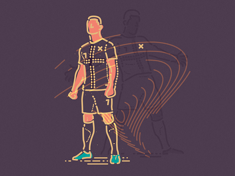 Cristiano Ronaldo colour and lines football icon illustration nike player real madrid ronaldo sport thumbprint