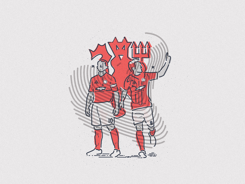 The Devil winners minimal thumbprint premiership devil character players football colour and lines icon illustration