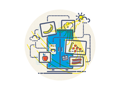 Cloudy with a spot of food colour commission food icon illustration internet lines things wired magazine
